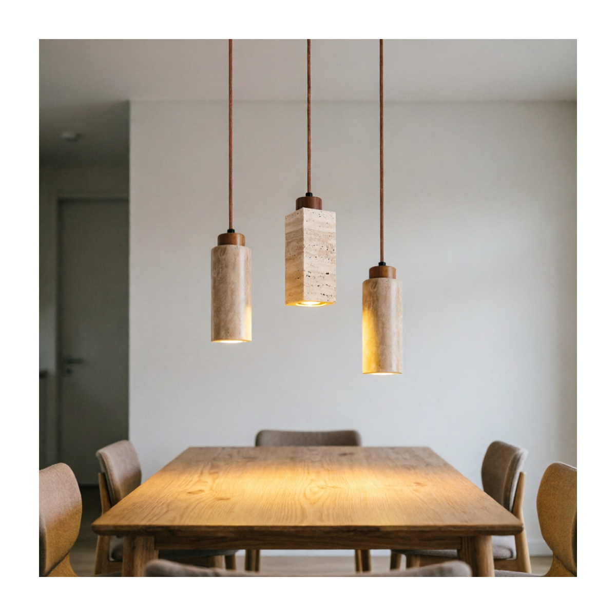 Travertine Column Pendant Light
